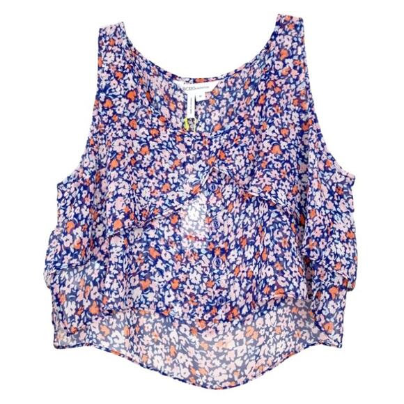 BCBGeneration Microfloral Tiered Chiffon Tank Top Sz M - Picture 1 of 6